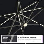 PURPLE LEAF Cantilever Umbrella 9' X 12' Solar LED Light Patio Deck, Support to - Image 3