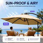 10FT Patio Umbrella with Base, Outdoor Umbrella Pool Umbrella Cantilever - Image 5