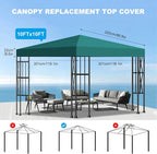10x10 Gazebo Canopy Replacement Top, 300D High-Density Waterproof Single Layer - Image 3