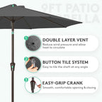 JEAREY 9FT Outdoor Patio Umbrella, Market Umbrella, Dark Gray | Outdoor Table - Image 2