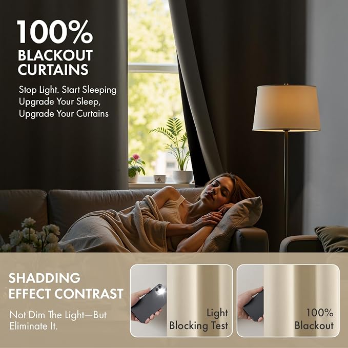 MIULEE Cream Beige 100% Blackout Curtains - Image 2