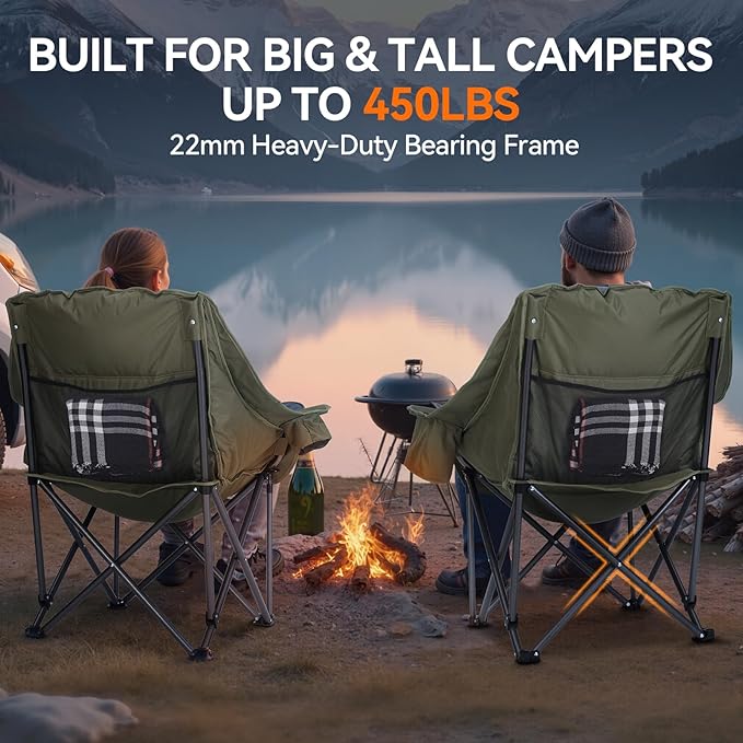 Oversized Camping Chair, Padded Camping Chairs Support 450LBS - Image 5