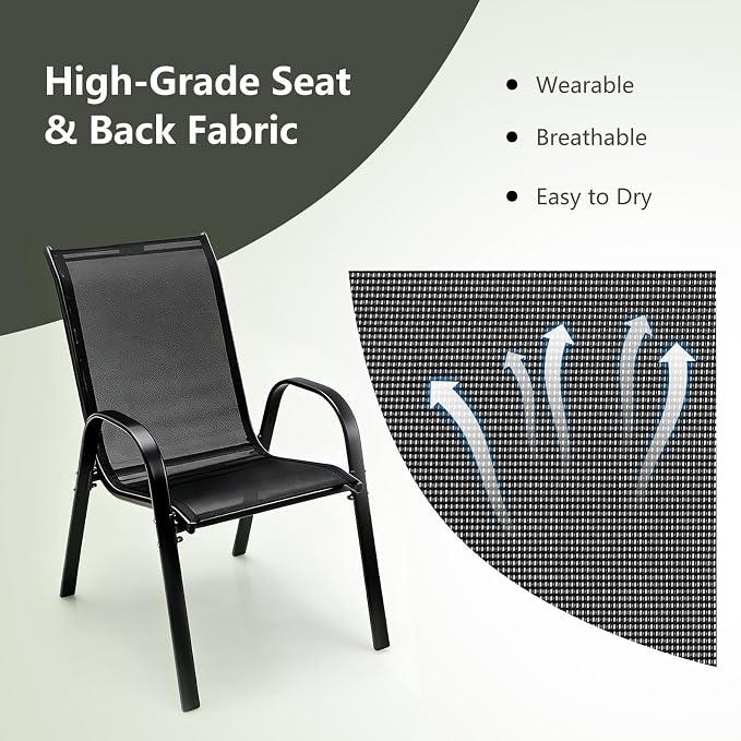 Giantex Patio Chairs Set of 2, Stackable Outdoor Dining Chairs - Image 5