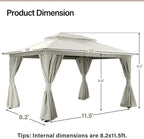 10'x13' Outdoor Gazebo with 50FT String Lights, Metal Heavy Duty Patio Canopy - Image 2