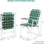 VINGLI Patio Lawn Webbed Folding Chairs Set of 4, Outdoor Beach Chair Portable - Image 4