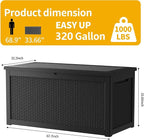TARKARI 320 Gallon Lockable Resin Deck Box, Waterproof & UV-Resistant Outdoor - Image 2