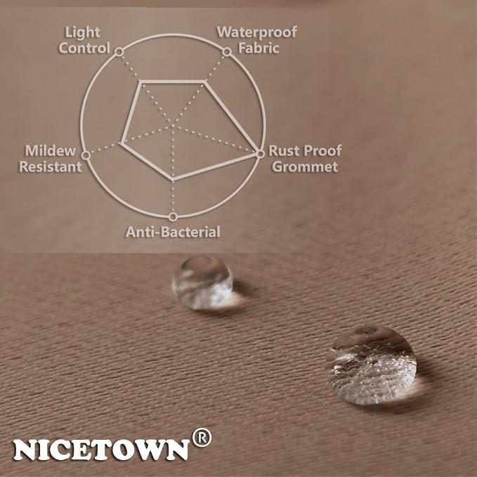 NICETOWN Outdoor Curtain for Patio Waterproof, Thermal Insulated Top and Bottom - Image 4