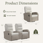 Oversized 3 Pieces Wicker Outdoor Recliner Loveseat - Image 2