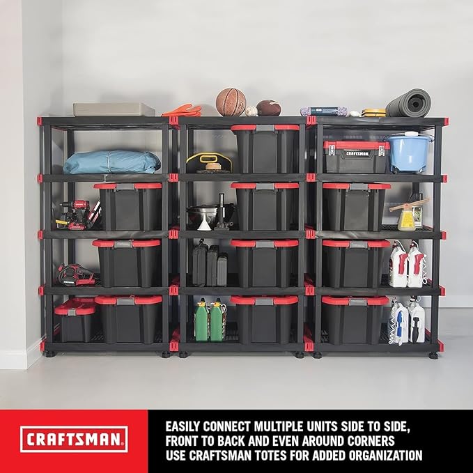 CX Craftsman 5-Tier Heavy Duty Plastic Storage Shelves, Garage Organization | - Image 4