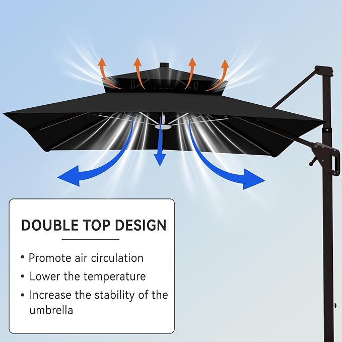 9' X 12' Cantilever Patio Outdoor Umbrella - Image 7