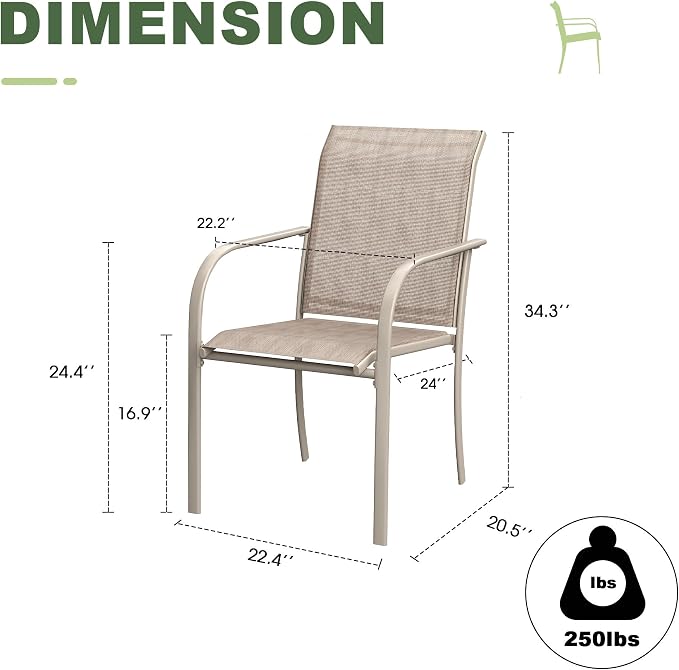 Outdoor Chairs Set of 6, Stackable Patio Dining Chairs - Image 3