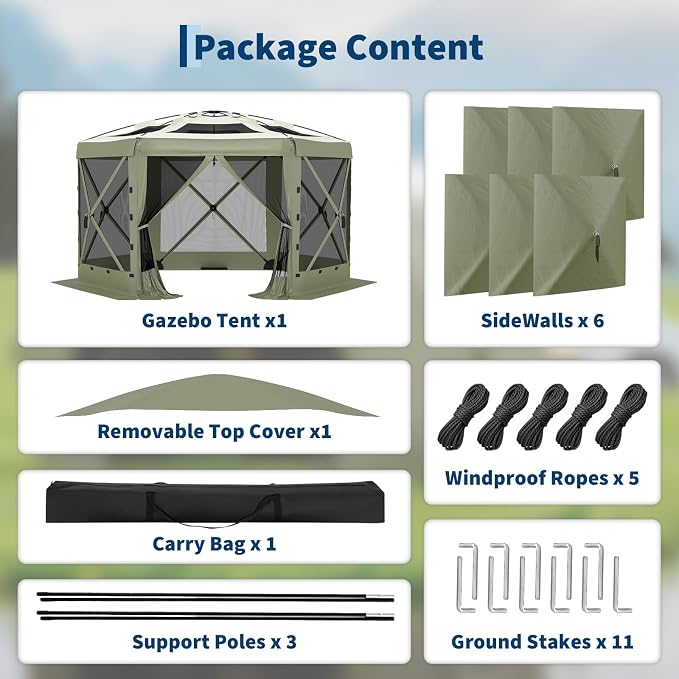 13FT Pop-Up Gazebo Tent with Mesh Netting, Removable Top & Wind Cloths | - Image 8