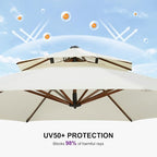 PURPLE LEAF Patio Umbrella 11ft Double Top Wood-Grain Finish, Cream | Braced - Image 8