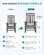SERWALL Outdoor Rocking Chair, HDPE Oversized Rocking Chair Outdoor - Image 3