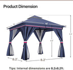 10'x10' Outdoor Gazebo with 50FT String Lights, Metal Heavy Duty Patio Canopy - Image 2