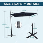 10FT Outdoor Offset Umbrella, Cantilever Patio Umbrella - Image 2