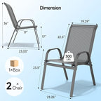 Patio Chairs Set of 2, Stackable Outdoor Dining Chairs | All Weather Dining Set - Image 2