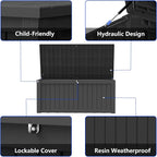 150 Gallon Outdoor Storage Box Resin Deck Box All Weather Waterproof Large - Image 4