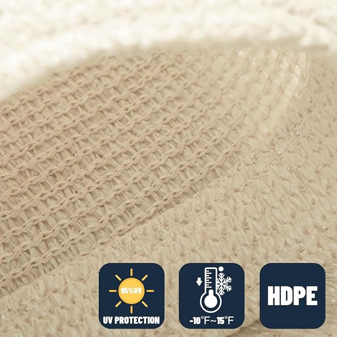 SUNNY GUARD Custom Size 20'x28'x28' Triangle Butter Cream UV Block Sunshade - Image 4