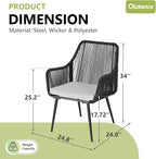 Patio Dining Chairs Outdoor Dining Chairs Set of 2, Woven Twisted Wicker Rattan - Image 3