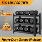 Metal Garage Storage Shelves Heavy Duty Shelving Unit 3 Tier Steel Adjustable - Image 6