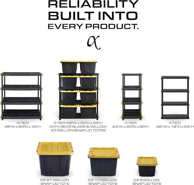 CENTREX 4-Tier Heavy Duty Plastic Storage Shelves - Image 5