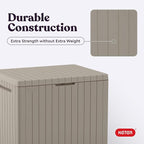 Keter City 30 Gal Outdoor Storage Box and Patio Side Table | Beige, Weatherproof - Image 9