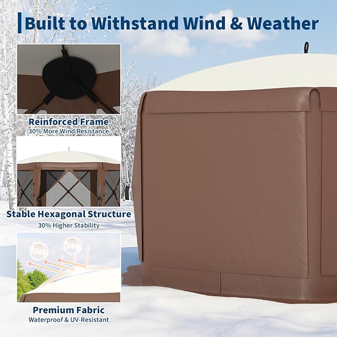 13FT Pop-Up Gazebo Tent with Mesh Netting & Removable Wind Cloths | Outdoor - Image 2