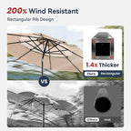 PHI VILLA 10ft Outdoor Patio Umbrellas, 3 Tier Table Umbrella, 1.5" Pole - Image 5
