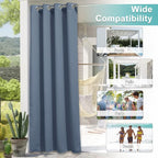 NICETOWN Outdoor Patio Curtain W66 x L95 inch, 1 Panel, Stone Blue - Image 3