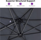 PURPLE LEAF Umbrella with Base & Cover 9' x 9' Custom Height Control Grey | - Image 4