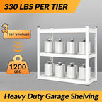 Metal Garage Storage Shelves Heavy Duty Shelving Unit 3 Tier White Adjustable - Image 6