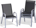Patio Chairs Set of 4, All Weather Outdoor Dining Chairs | Stackable Dining by Dovov
