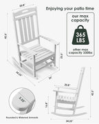 Outdoor Rocking Chair, All-Weather Resistant Poly Lumber Rocker Chair Outdoor - Image 2