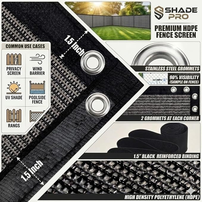 EMERIT 90% Sun Shade Cloth, 50 MPH Wind-Resistant Tarp - Image 3