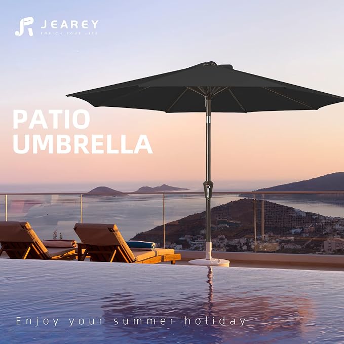 JEAREY 9FT Outdoor Patio Umbrella, Market Umbrella, Tilt & Crank UV Protection - Image 7