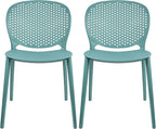 2xhome Set of 2 Patio Dining Chairs | Modern Stackable Outdoor Pool Side Chair by 2xhome