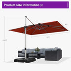 PURPLE LEAF Cantilever Umbrella 9' X 12' Solar LED Light Patio, Brick Red | - Image 9
