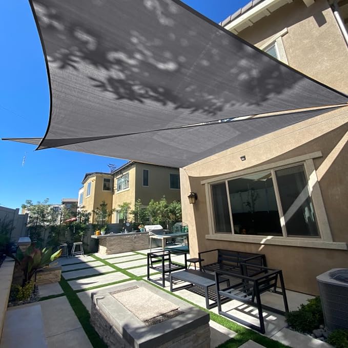 Sun Shade Sail 10' x 10' x 14' Dark Grey Right Triangle Shade Cover | Outdoor by SUNLAX