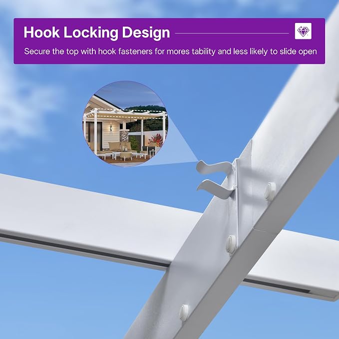 PURPLE LEAF Outdoor Pergola 10' x 13' White Pergola, Double Canopy, Khaki | - Image 8