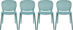 2xhome Set of 4 Patio Dining Chairs | Modern Stackable Outdoor Pool Side Chair by 2xhome