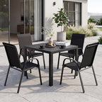 Tangkula Outdoor Stackable Patio Dining Chairs Set of 4, Breathable Fabric - Image 4