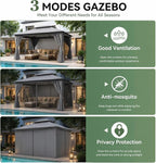 10'x12' Outdoor Gazebo, Metal Frame Heavy Duty Patio Canopy Tent Shelter - Image 4