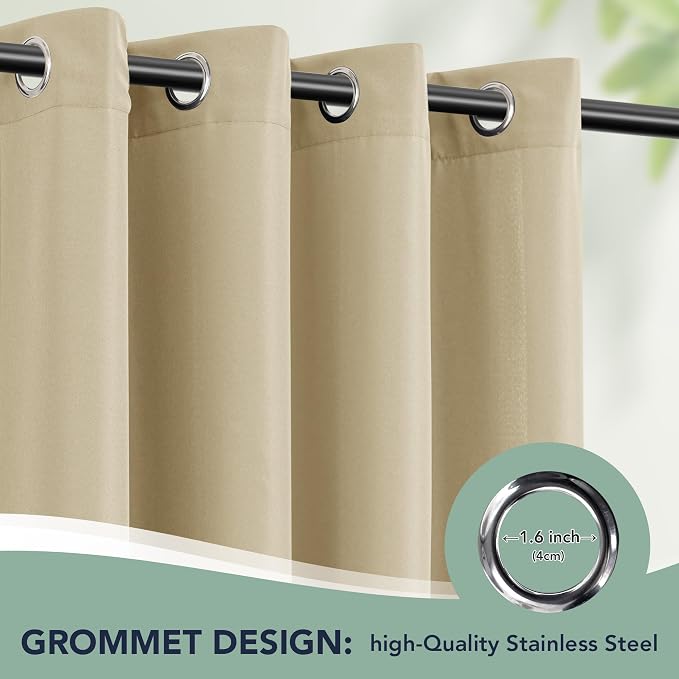 Outdoor Curtains for Patio Waterproof, 8 Drape Panels, Sun Shades | Privacy & - Image 6