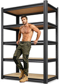71.2''H Storage Shelves, Wood Garage Shelving, Adjustable Heavy Duty Shelving by KORVENA