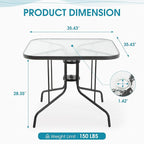 Patio Dining Table for 4 with Umbrella Hole | Outdoor 5 Piece Dining Set 36" x - Image 3