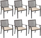 Patio Stackable Dining Chairs Set of 6, Outdoor Metal High Back Chairs Set by Aoodor