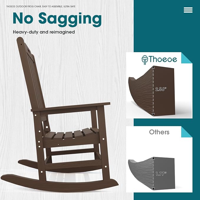 THOEOE Outdoor Rocking Chairs, Oversized Patio Rocking Chair | HDPE Outdoor - Image 6