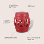 JONATHAN Y Lucky Coins 16" Ceramic Garden Stool Side Table, Matte Red | - Image 4