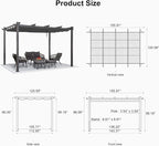 PURPLE LEAF Outdoor Pergola 11' X 13' Retractable Canopy Aluminum, Custom Shade - Image 7